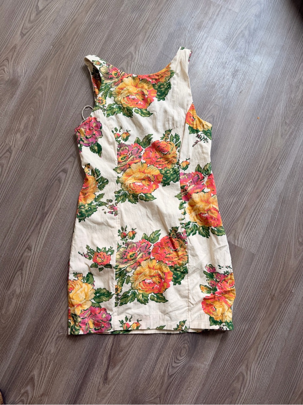 Free People Cream Mini Dress with Pink & Yellow Floral Print